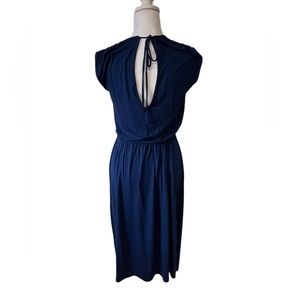 Modcloth women's size small navy blue knit dress with tie-neck back detail